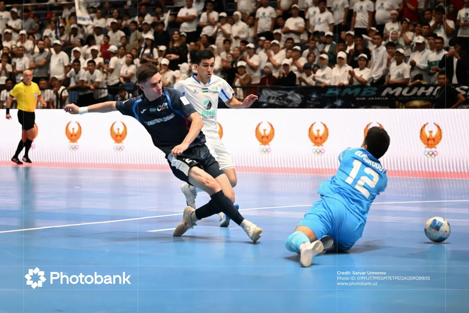 Athletes compete in an indoor sports match