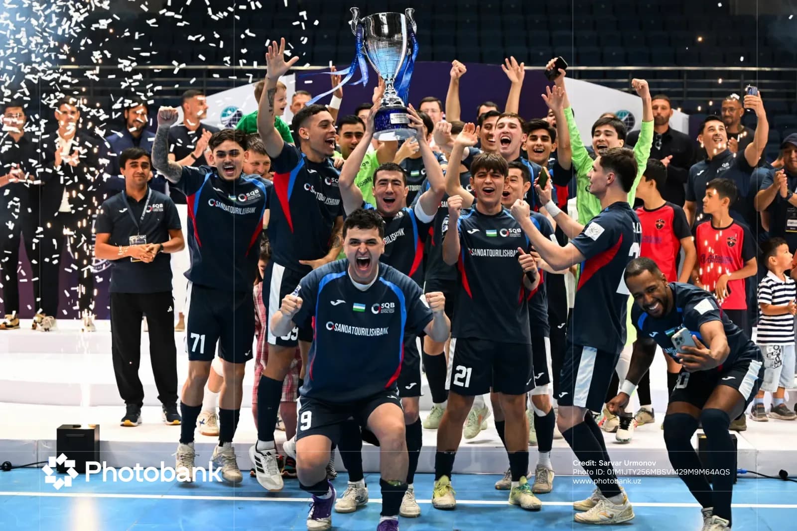 Athletes celebrating a victory in a sports competition