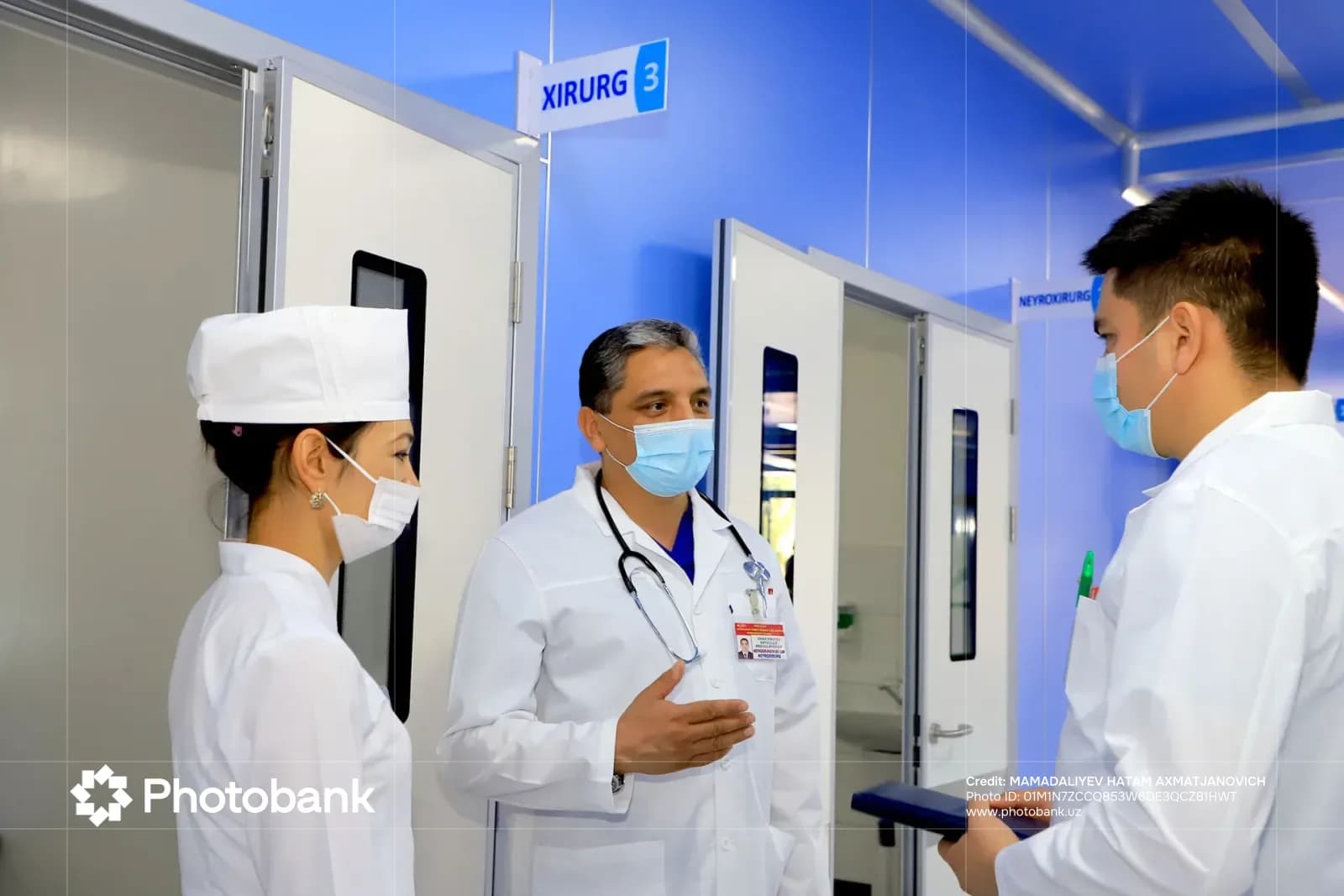 Medical professionals in discussion in a healthcare facility