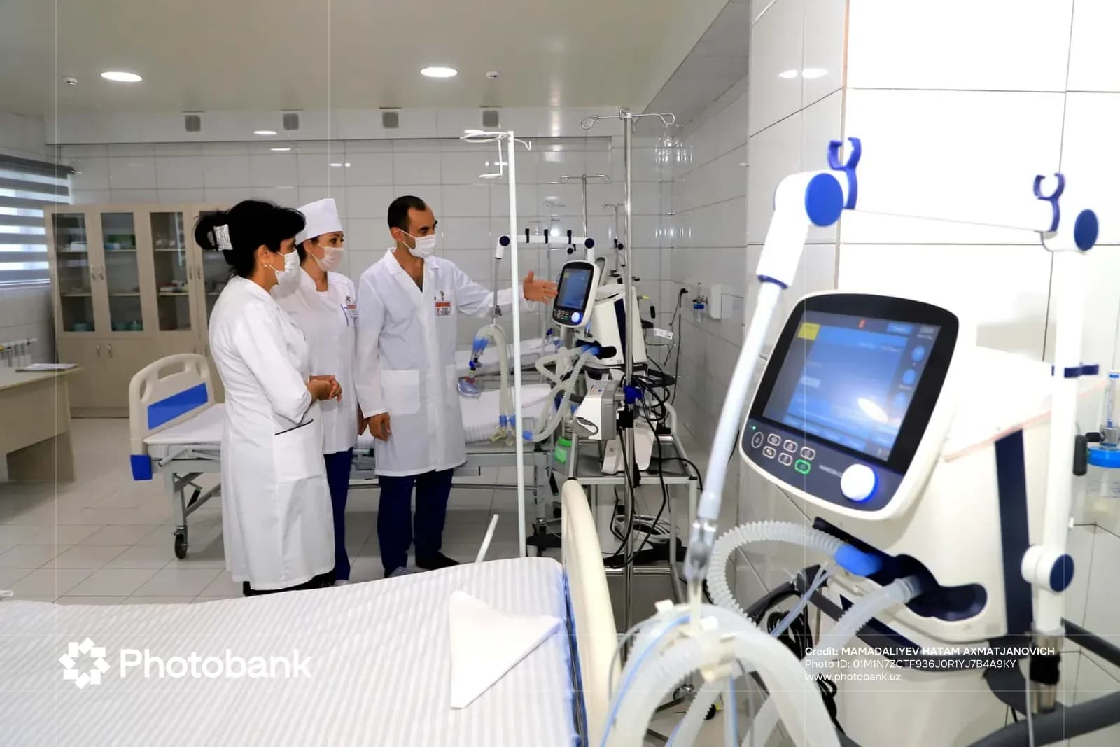 Medical staff working in a hospital ward