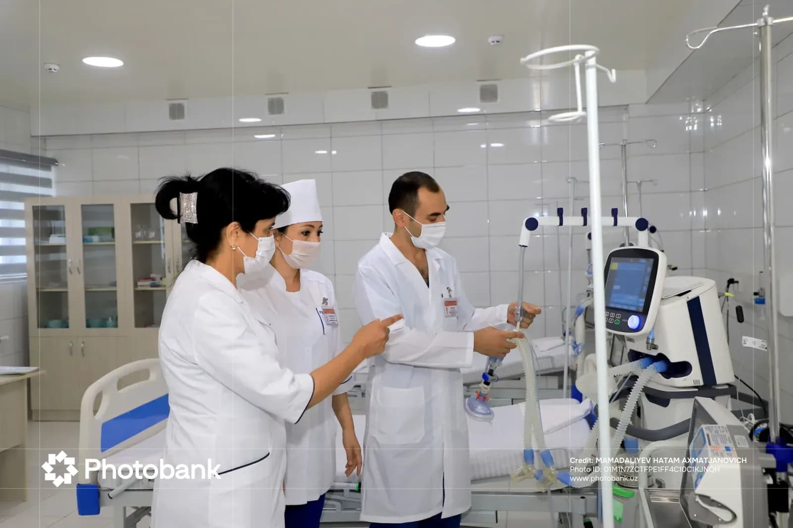 Medical professionals working in a hospital ward