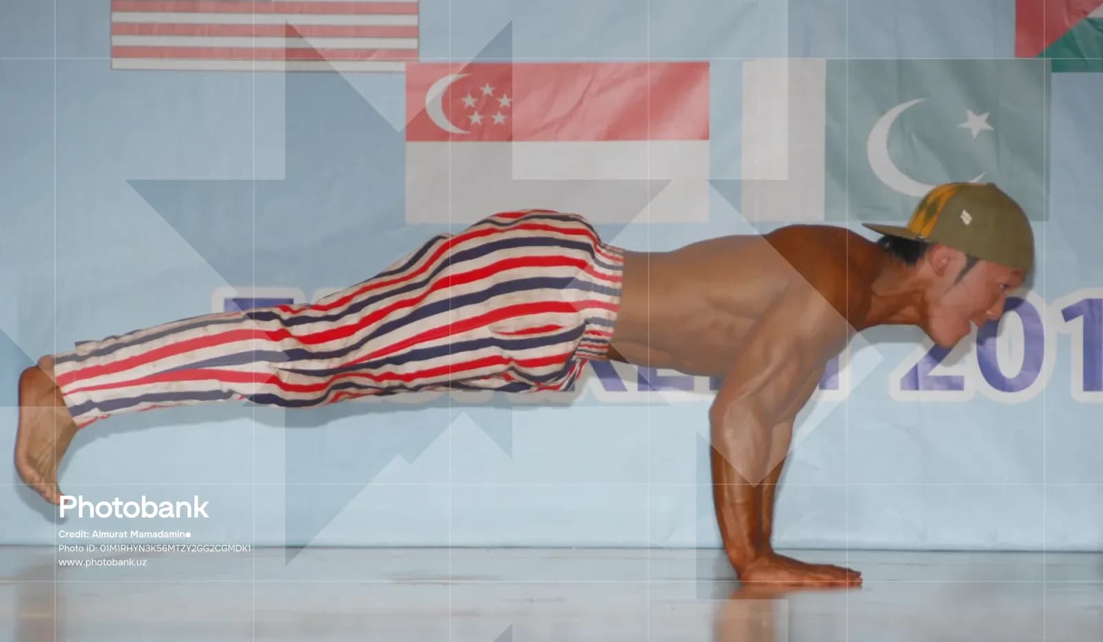 Athlete performing push-ups during a sports event