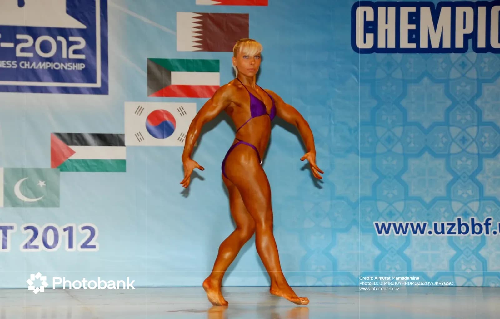 Female athlete competing in fitness championship