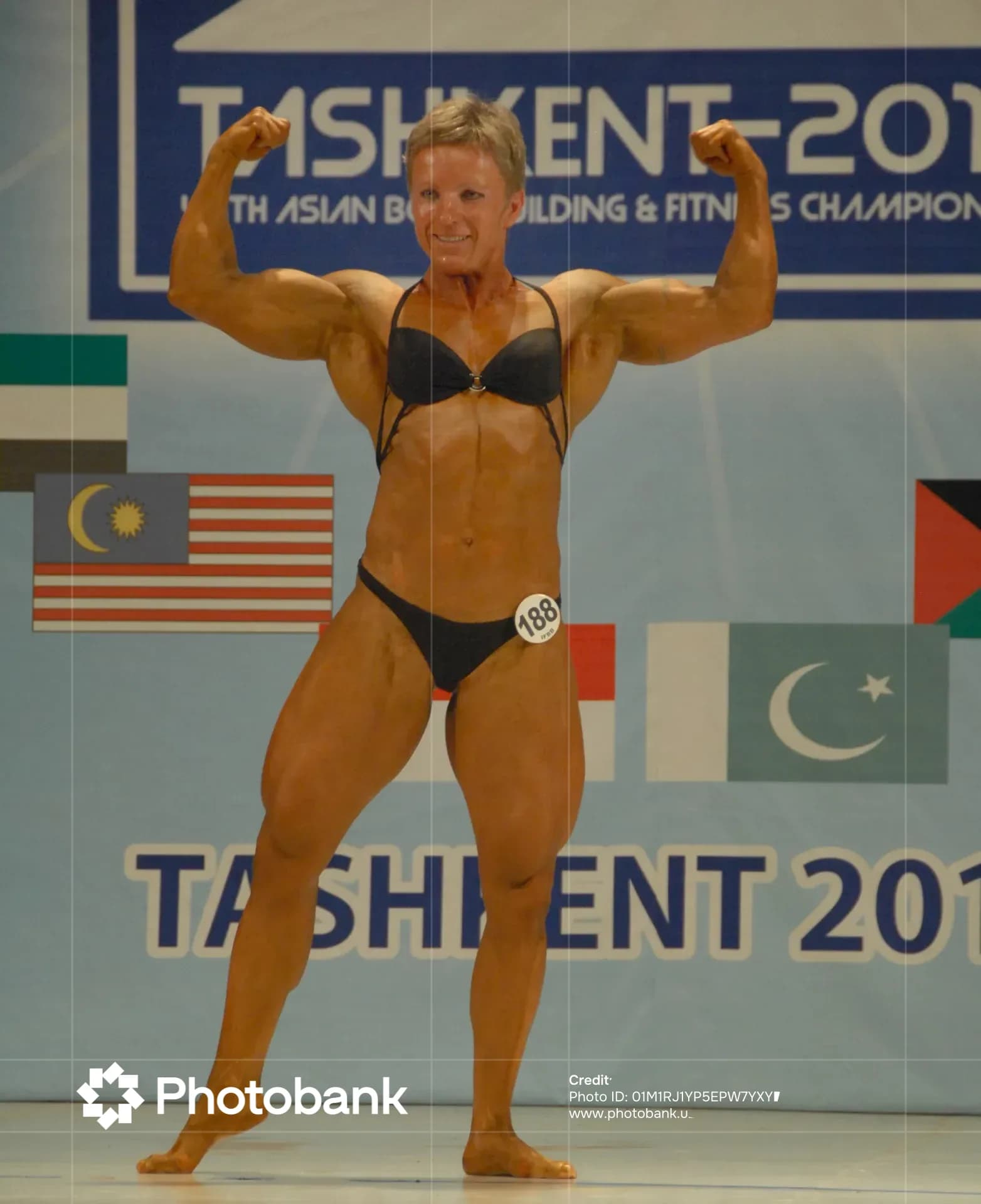 Female athlete posing during sports competition
