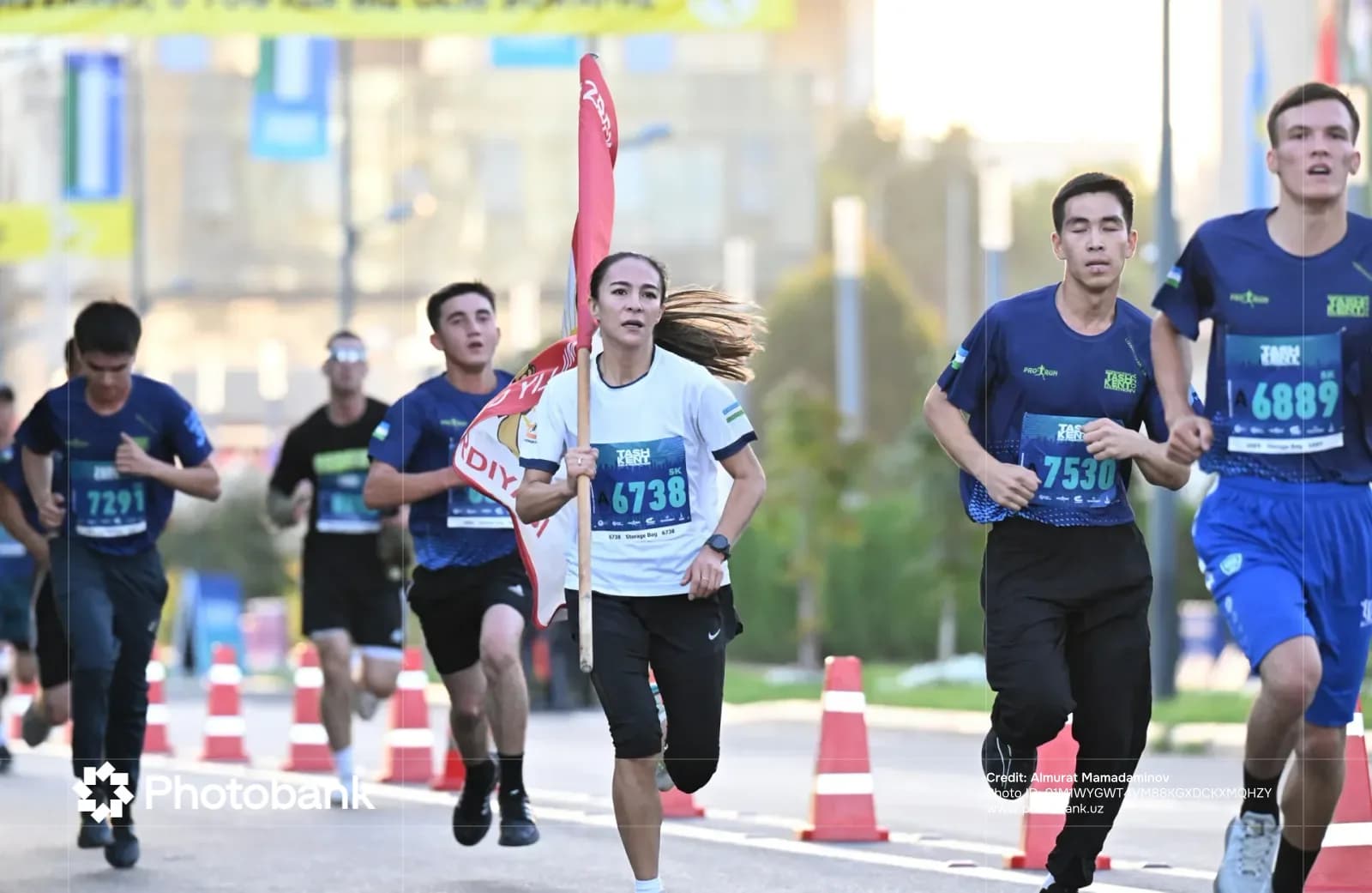 People running a race outdoors