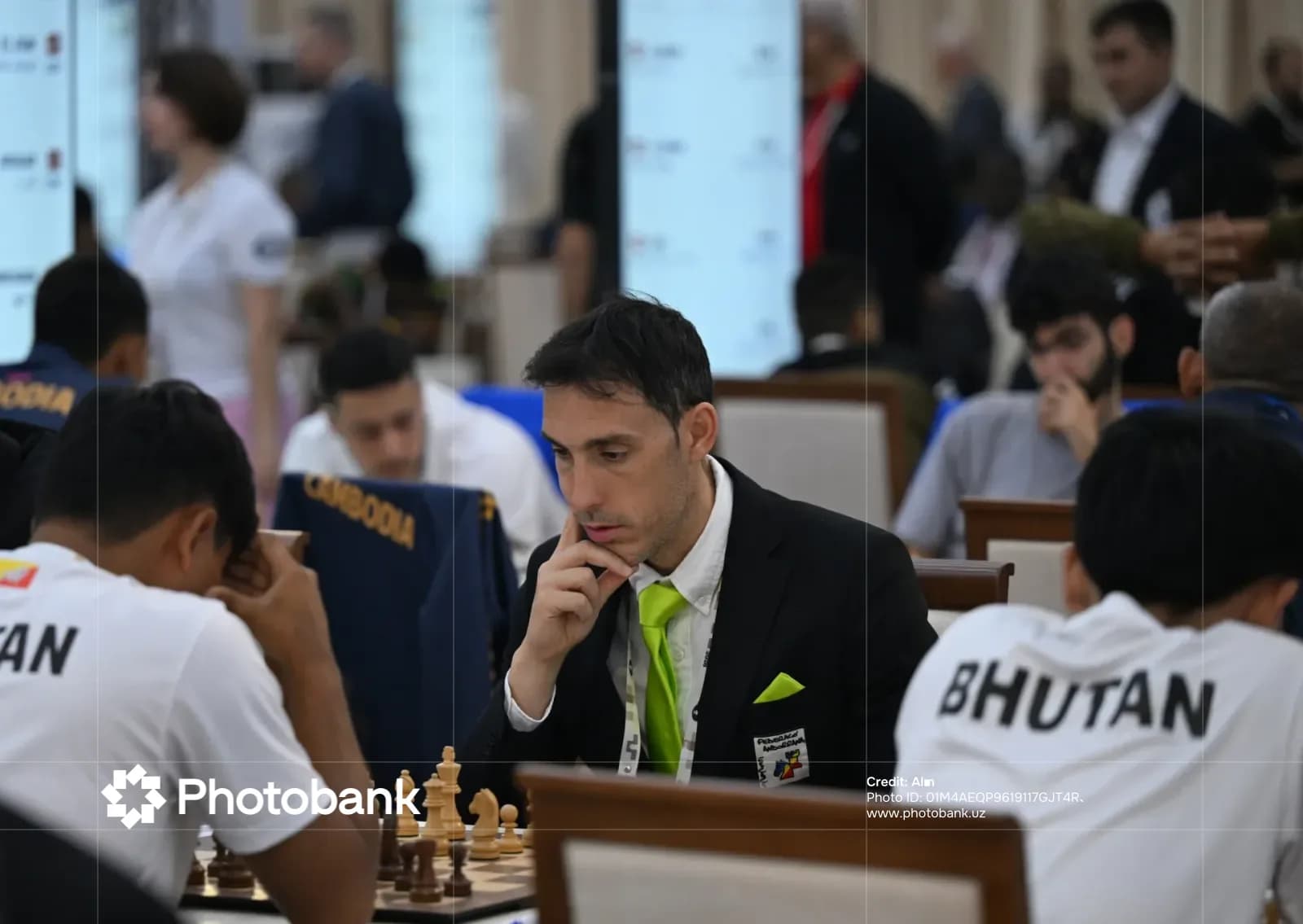 People participating in a chess competition
