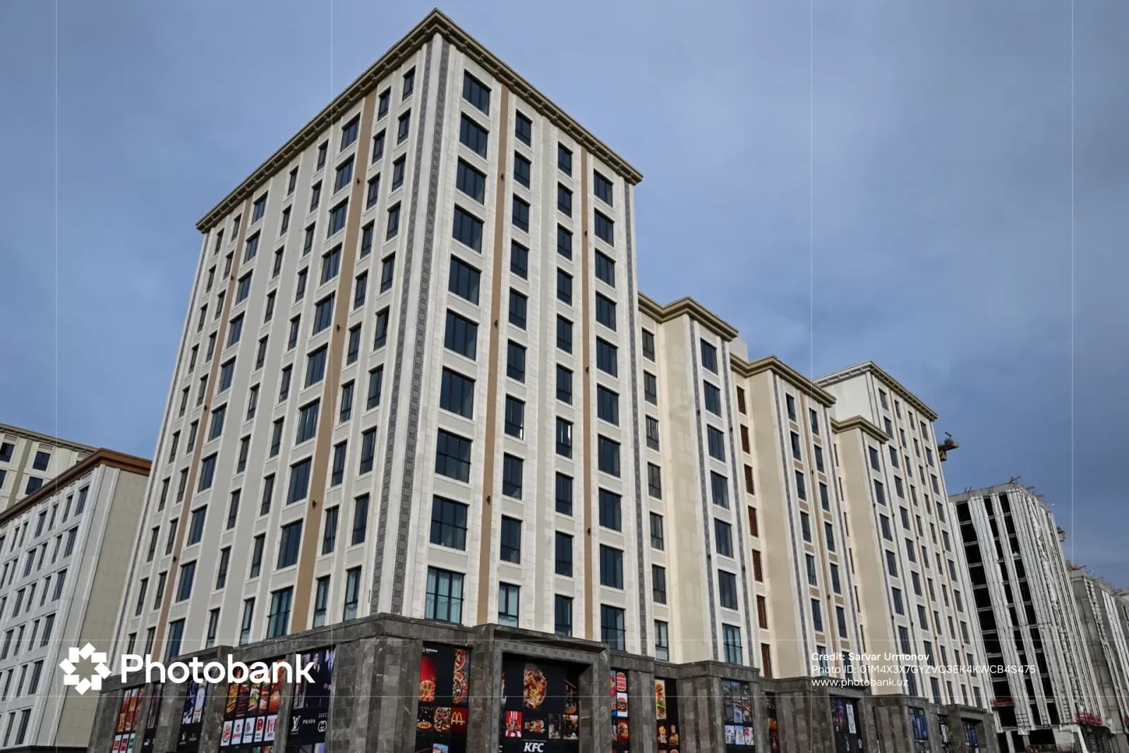 Multi-story residential and commercial buildings under construction