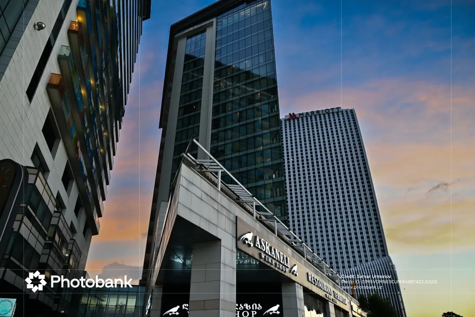 Modern high-rise commercial buildings in a city