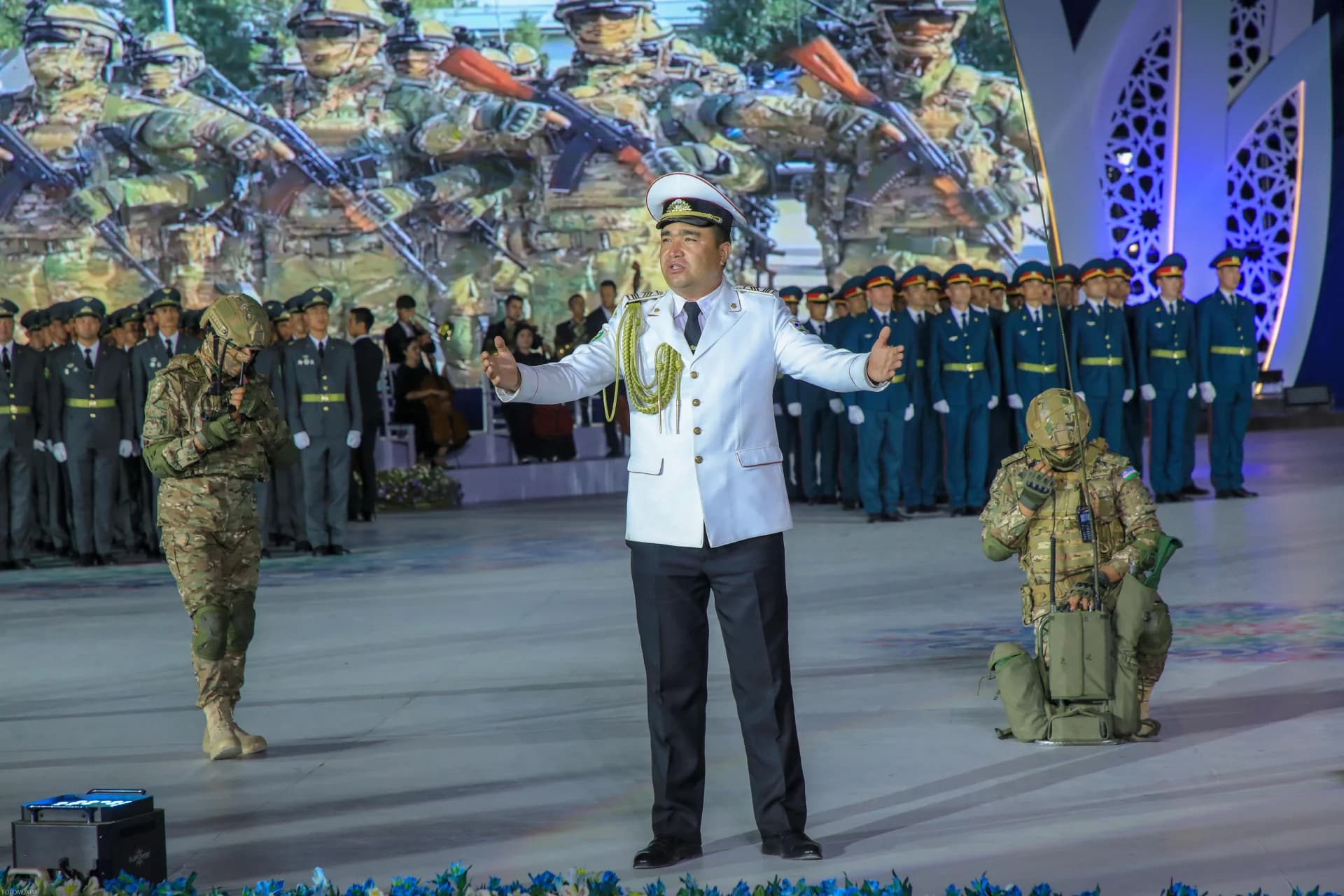 Military personnel participating in an event