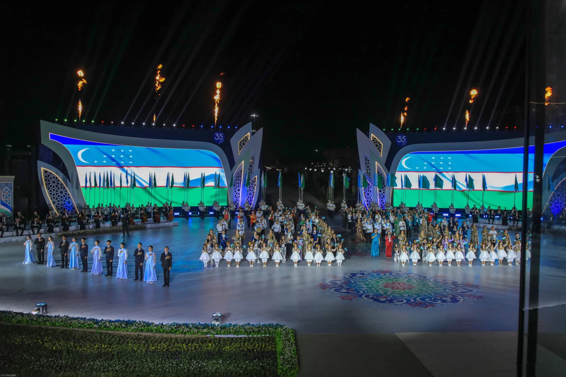 People gathered at a night event