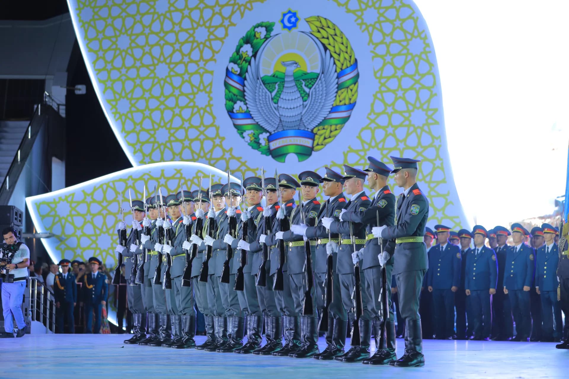 Military personnel in uniform standing in formation