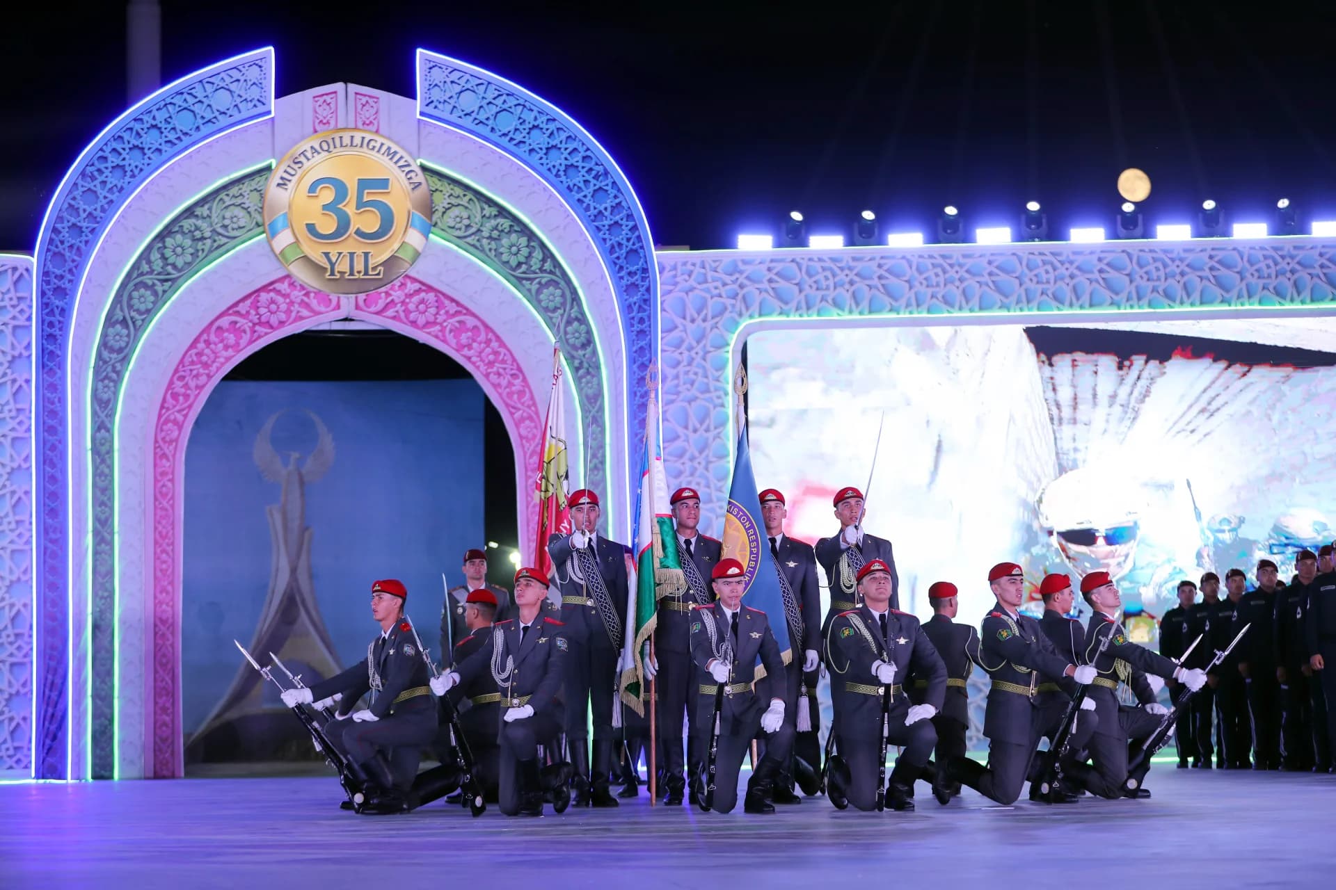 People in uniform participating in an event
