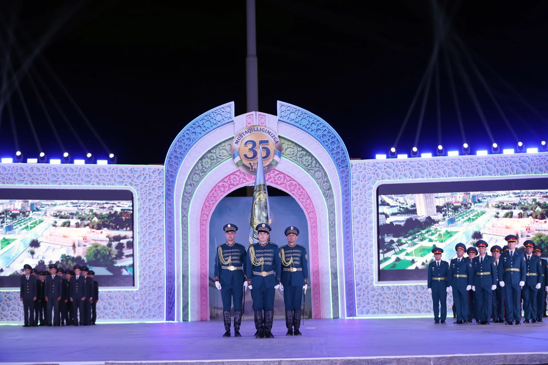 Guardsmen standing on stage