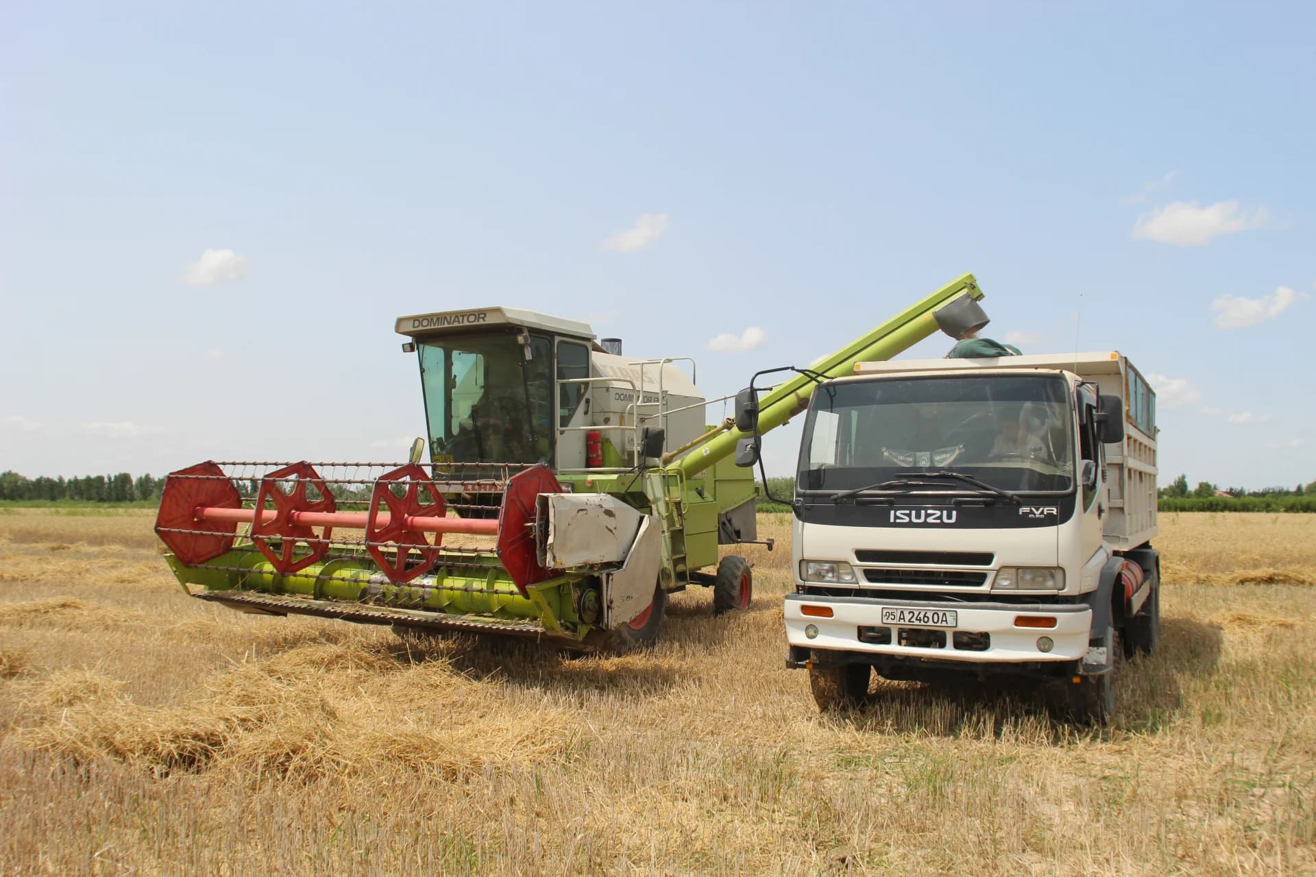 Agricultural machinery operating in a harvested field