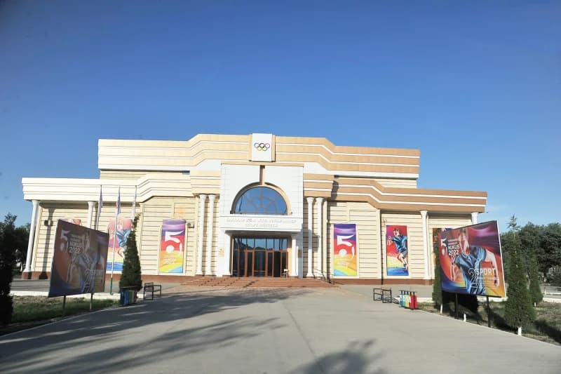 Sunlight illuminates modern sports complex