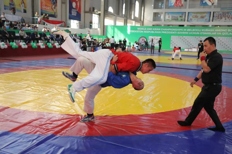 Athletes compete in kurash match