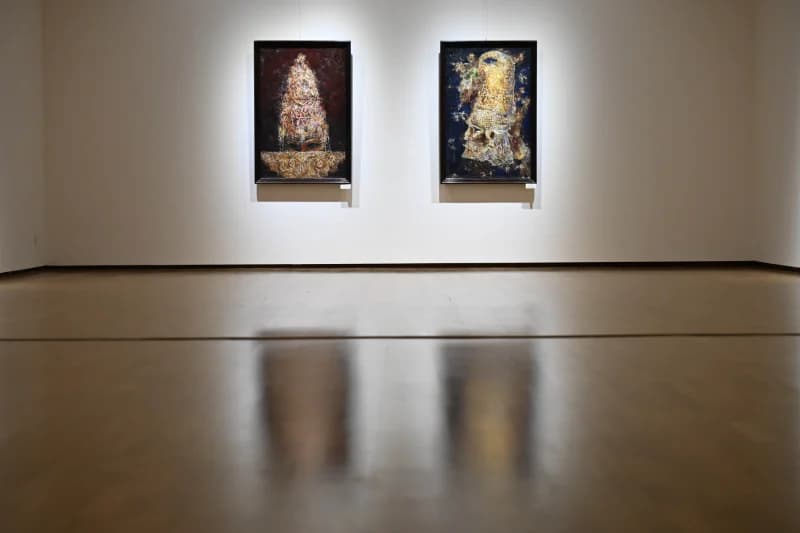 Artworks hanging inside modern gallery